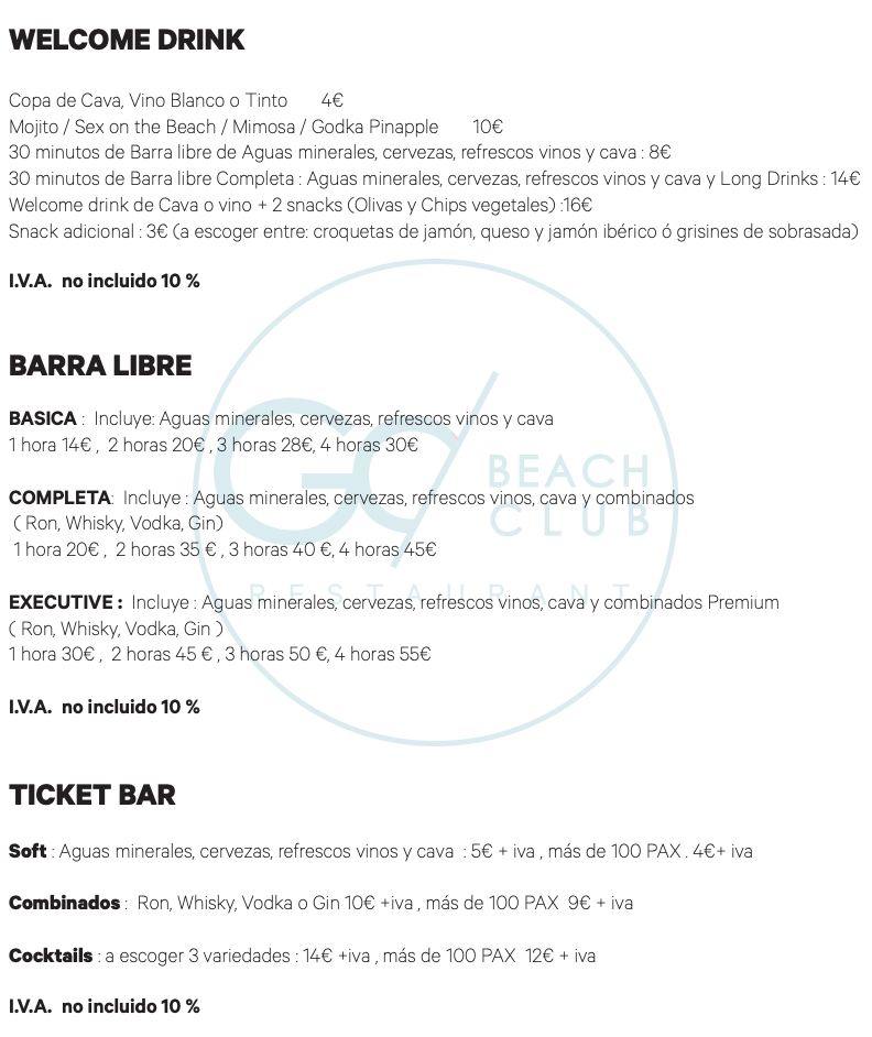 carta go beach club barcelona